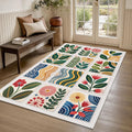 Modern Floral Design Rug, Scandinavian Rug, Abstract Area Rug