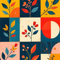 Modern Floral Design Rug, Scandinavian Rug, Abstract Area Rug