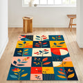 Modern Floral Design Rug, Scandinavian Rug, Abstract Area Rug