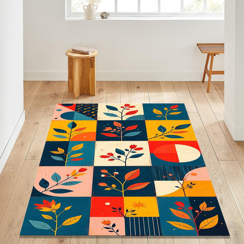 Modern Floral Design Rug, Scandinavian Rug, Abstract Area Rug