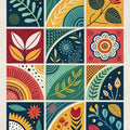 Abstract Area Rug, Modern Floral Design Rug, Scandinavian Rug