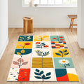 Abstract Area Rug, Modern Floral Design Rug, Scandinavian Rug