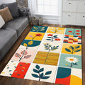 Abstract Area Rug, Modern Floral Design Rug, Scandinavian Rug