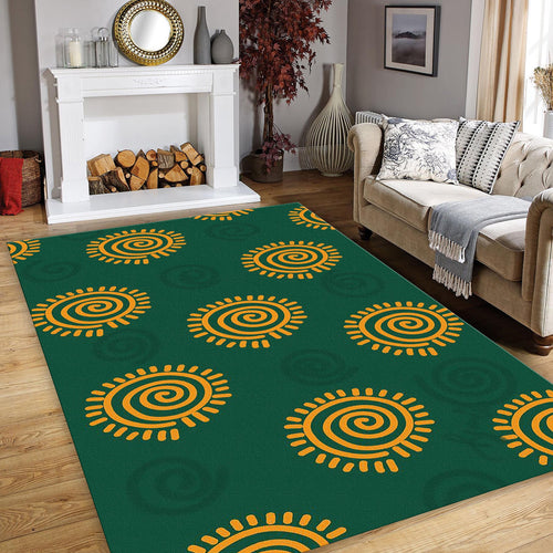 Green Rug, Abstract Area Rug, Graphic Design Rug, Living Room
