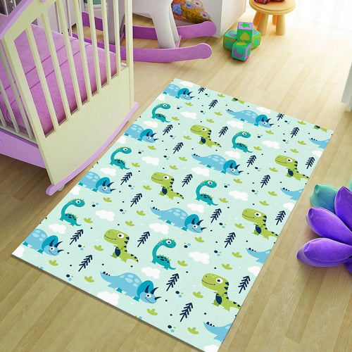 Cartoon Dinosaur Pattern Rug, Kids Playroom Carpet