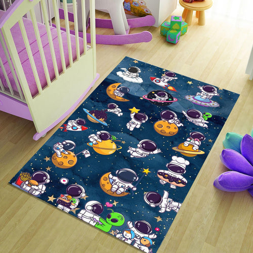 Astronaut Kids Rug, Space Adventure, Nursery Playroom Carpet