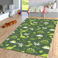 Dinosaur Pattern Kids Rug, Green Reptile Play Mat