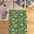 Dinosaur Pattern Kids Rug, Green Reptile Play Mat
