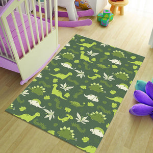 Dinosaur Pattern Kids Rug, Green Reptile Play Mat
