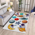 Planets & Astronaut Rug, Kids Nursery Playroom Carpet