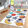 Planets & Astronaut Rug, Kids Nursery Playroom Carpet