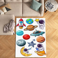 Planets & Astronaut Rug, Kids Nursery Playroom Carpet