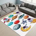 Planets & Astronaut Rug, Kids Nursery Playroom Carpet