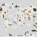 World Animal Map Rug, Cotton Play Mat, Nursery Decor