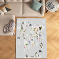 World Animal Map Rug, Cotton Play Mat, Nursery Decor