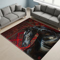 Horse Art Rug, Oriental Style Carpet, Rustic Home Decor