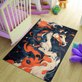 Abstract Horse Art Area Rug, Colorful Living Room Carpet