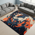 Abstract Horse Art Area Rug, Colorful Living Room Carpet