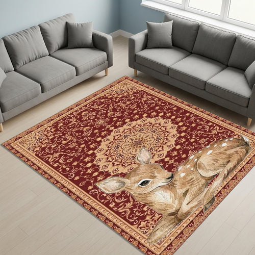 Baby Deer Oriental Rug, Rustic Persian Style Carpet