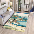 Japanese Hokusai Art Rug, Rustic Decor, Rugs For Living Room