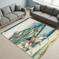 Japanese Hokusai Art Rug, Rustic Decor, Rugs For Living Room