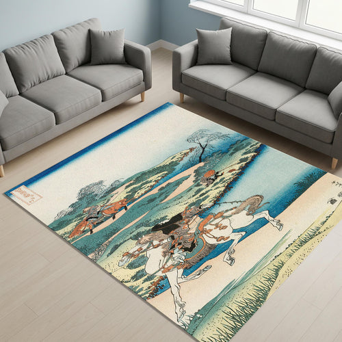 Japanese Hokusai Art Rug, Rustic Decor, Rugs For Living Room