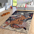 Tiger Rug, Dragon Rug, Japanese Hokusai Art Rug, Rugs For Living