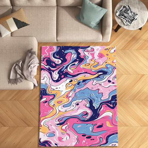 Purple Marbling Art Rug, Abstract Colorful Home Decor