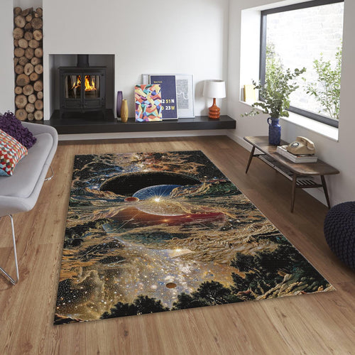 Trippy Space Rug, Galaxy Planet Design, Psychedelic Zen Decor