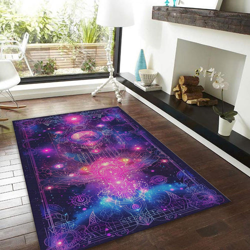 Psychedelic Galaxy Area Rug, Spiritual Zen Decor