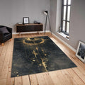 Goth Celestial Rug, Gold Alchemy Symbol, Non-Slip Floor Mat