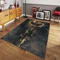 Goth Celestial Rug, Gold Alchemy Symbol, Non-Slip Floor Mat