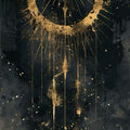 Goth Celestial Rug, Gold Alchemy Symbol, Non-Slip Floor Mat