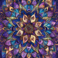 Purple Gold Mandala Rug, Spiritual Zen Decor, Non-Slip Carpet