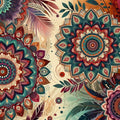 Boho Mandala Rug, Feather Art, Non-Slip Zen Decor
