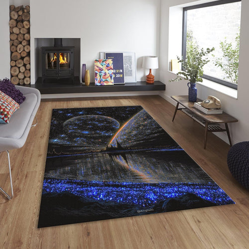 Celestial Galaxy Area Rug, Starry Night Sky, Non-Slip Floor Mat