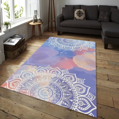 Pastel Mandala Rug, Non-Slip Spiritual Carpet