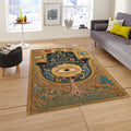 Hamsa Hand Area Rug, Evil Eye Decor, Tree of Life, Non-Slip Floor