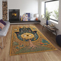 Hamsa Hand Area Rug, Evil Eye Decor, Tree of Life, Non-Slip Floor