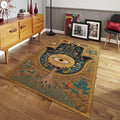 Hamsa Hand Area Rug, Evil Eye Decor, Tree of Life, Non-Slip Floor