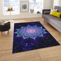 Purple Galaxy Mandala Rug, Boho Zen Meditation Decor