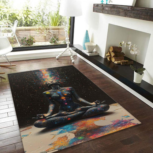 Chakra Meditation Rug, Galaxy Yoga Mat, Spiritual Decor