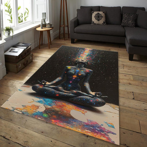 Chakra Meditation Rug, Galaxy Yoga Mat, Spiritual Decor