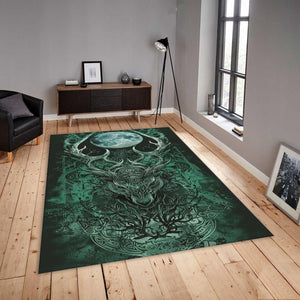 Gothic Deer Area Rug, Celtic Knot Forest God, Dark Pagan Decor