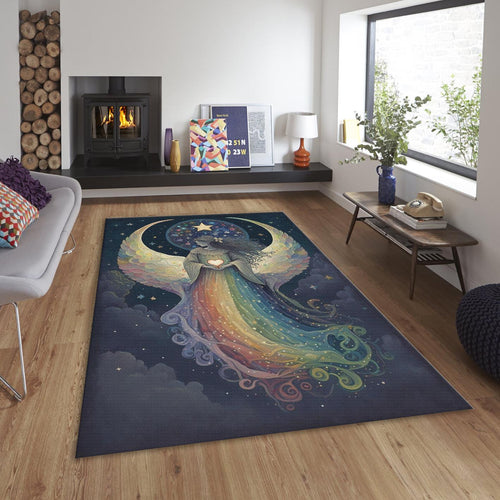 Spiritual Angel Rainbow Area Rug, Zen Room Decor