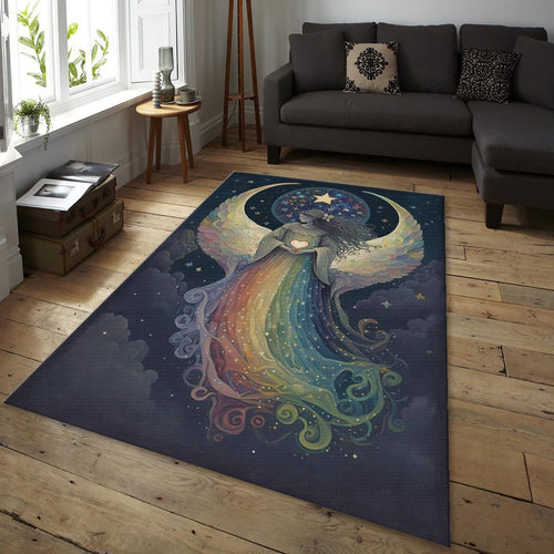 Spiritual Angel Rainbow Area Rug, Zen Room Decor