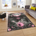 Goth Celestial Area Rug, Pink Black Moon, Witchy Decor