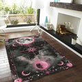 Goth Celestial Area Rug, Pink Black Moon, Witchy Decor