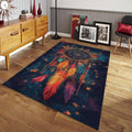 Boho Dreamcatcher Area Rug, Colorful Feather Art, Non-Slip Carpet