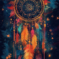 Boho Dreamcatcher Area Rug, Colorful Feather Art, Non-Slip Carpet